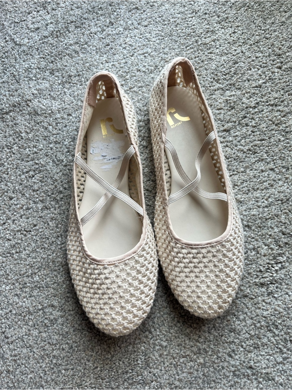 Knit Ballet Flats in Light Beige